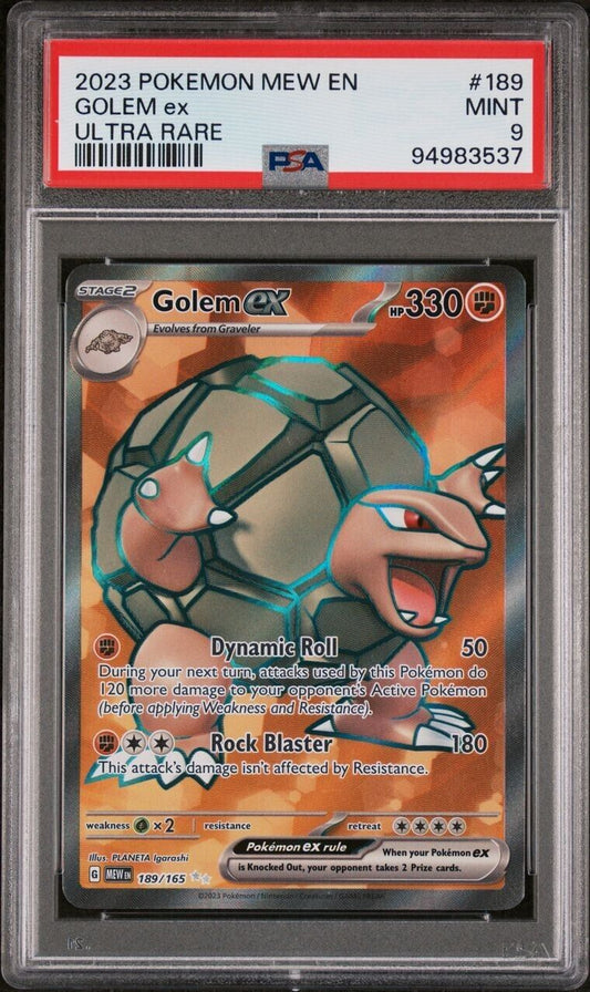 PSA 9 GEM MINT Golem ex 189/165 Pokemon 151 ULTRA RARE Pokemon Card