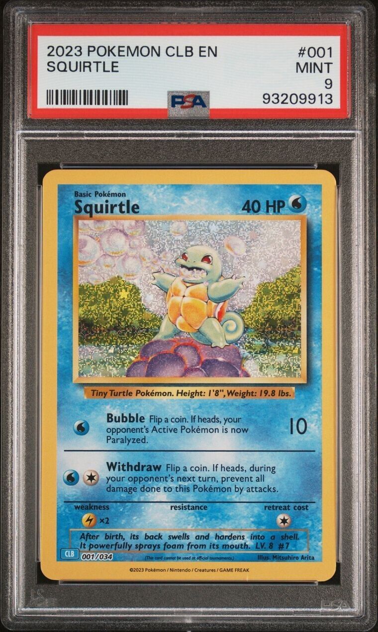 PSA 9 Squirtle 001/034 CLB EN Pokemon TCG Classic Holo Card 2023 Mint