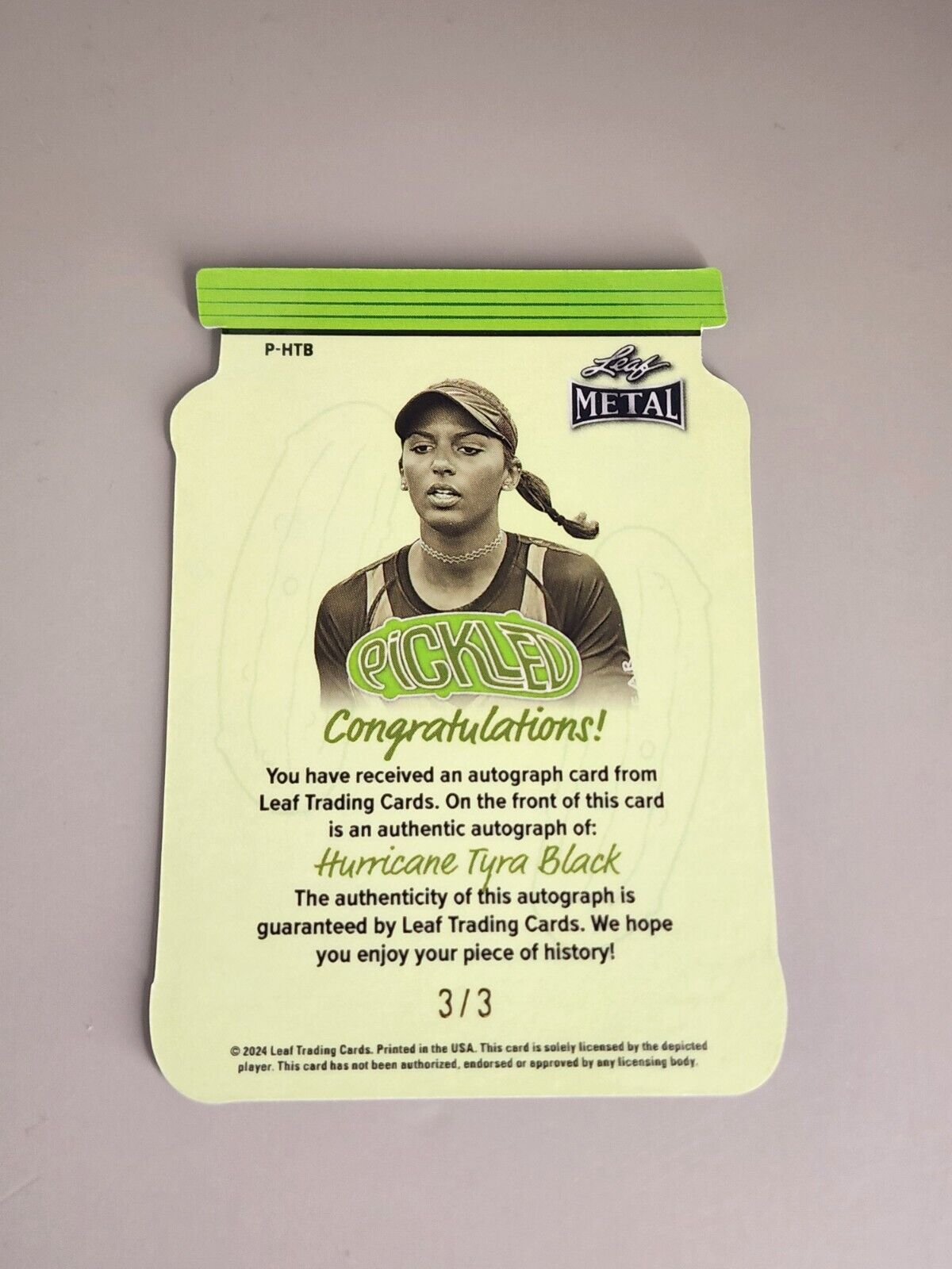 2024 Leaf Metal Pickled Die-Cut HURRICANE TYRA BLACK Pickleball AUTO 1/4