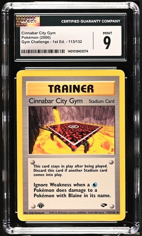 2000 Pokemon Gym Challenge Trainer Cinnabar City Gym 1st Edition 113/132 CGC 9