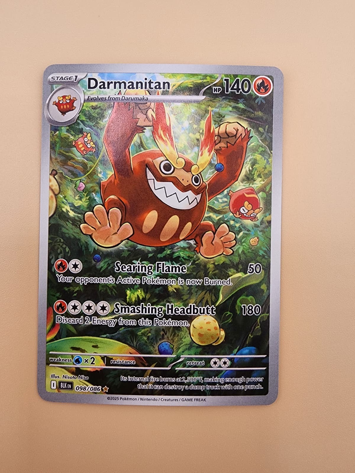 Darmanitan 098/086 Sv: Black Bolt Holo Near Mint (NM)