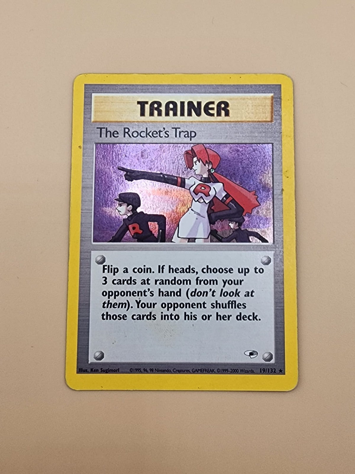 The Rocket's Trap 019/132 Gym Heroes Holo Heavily Played (HP)