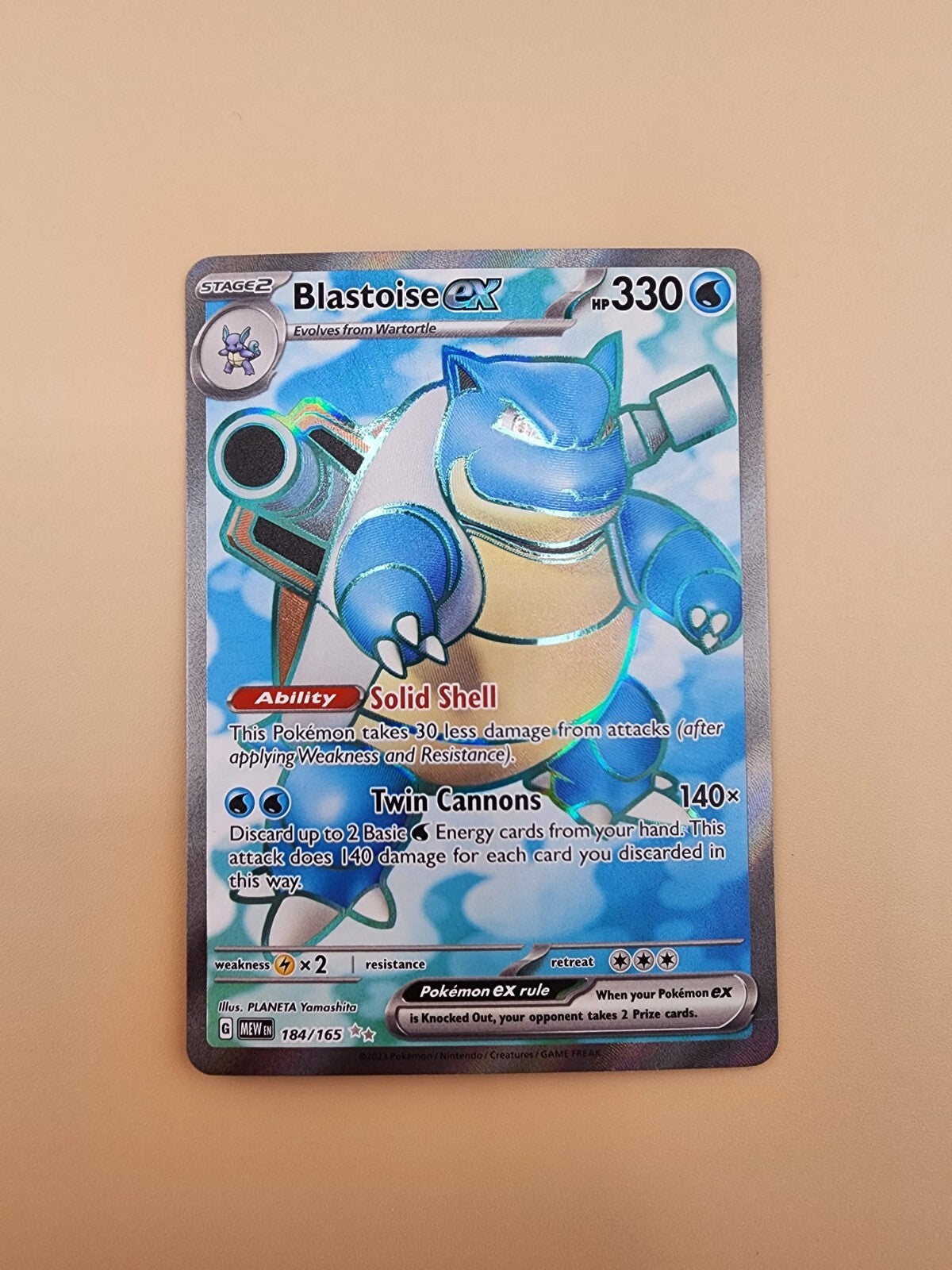 Blastoise ex 184/165 Sv: Scarlet & Violet 151 Holo Near Mint (NM)