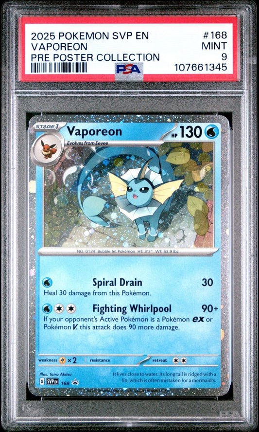 2025 POKEMON SVP EN-SV BLACK STAR PROMO 168 VAPOREON PSA 9