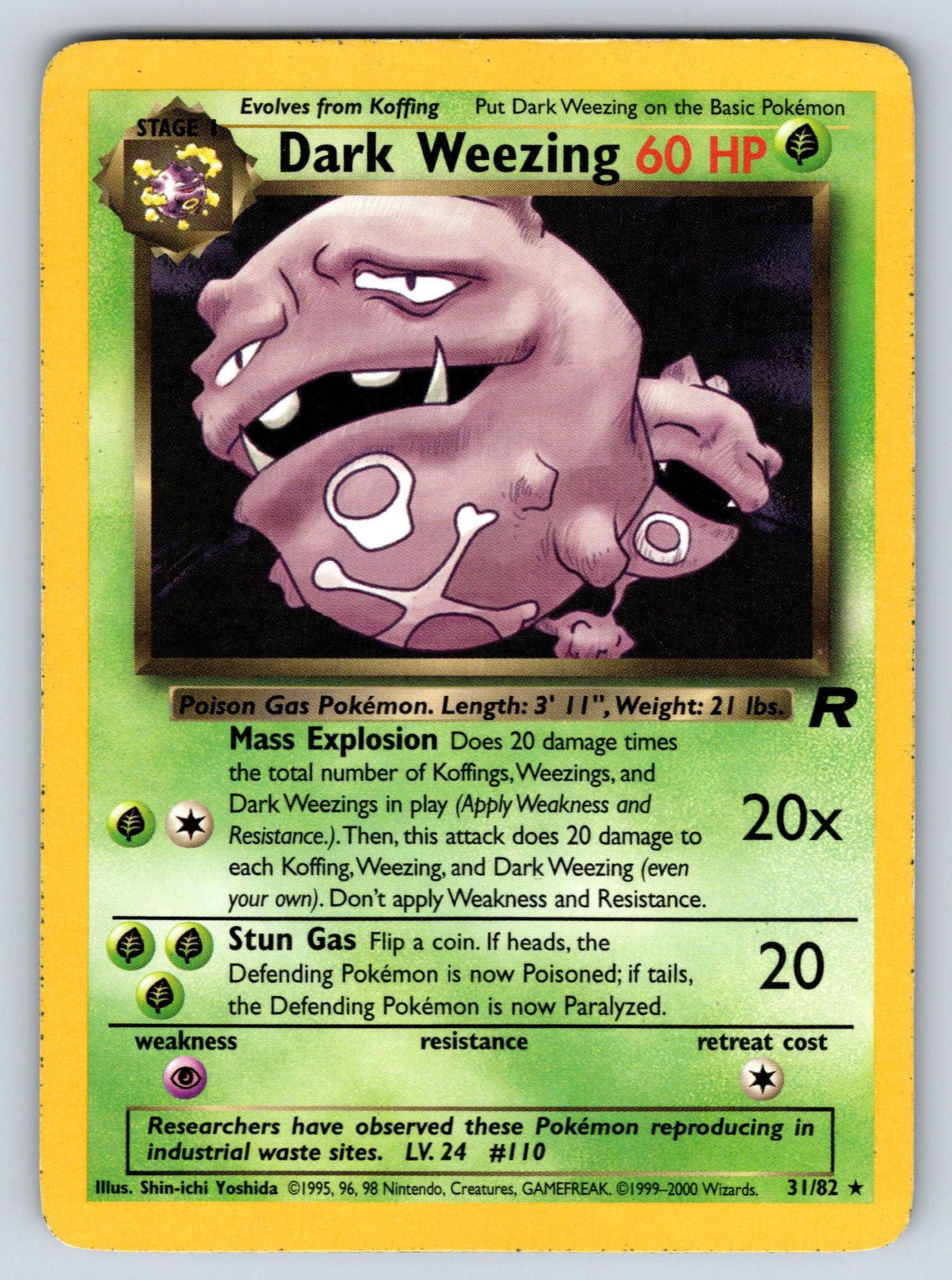 Dark Weezing 31/82 Team Rocket Regular Moderately Played MP