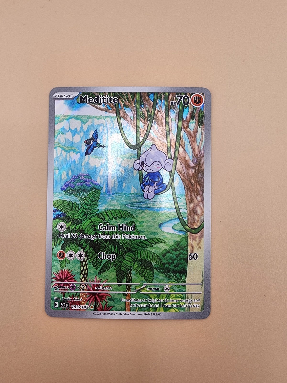 Pokemon Meditite - 153/142 Stellar Crown Holo  Illustration Rare NM