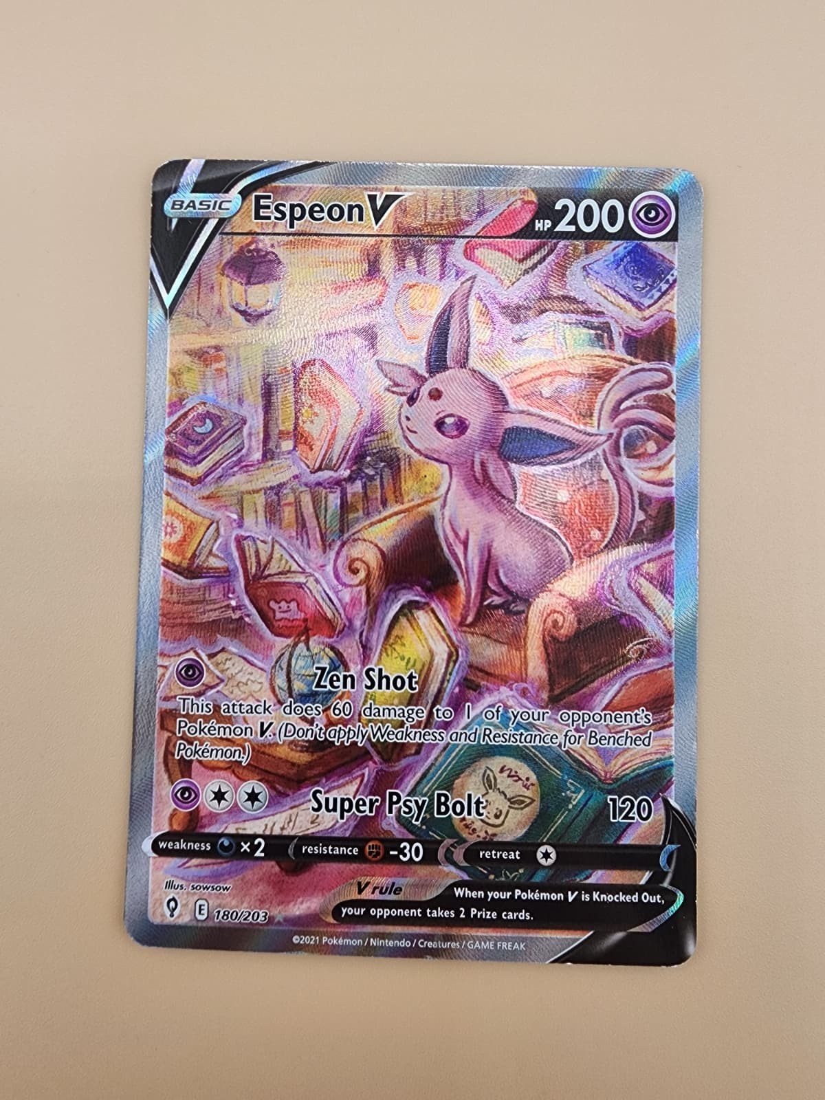 Espeon V (Alternate Full Art) 180/203 SWSH07: Moderately Played (MP)
