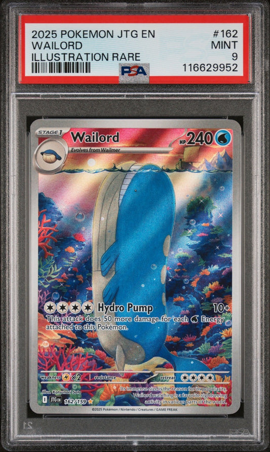 2025 POKEMON JTG EN-JOURNEY TOGETHER ILLUSTRATION RARE #162 WAILORD PSA 9