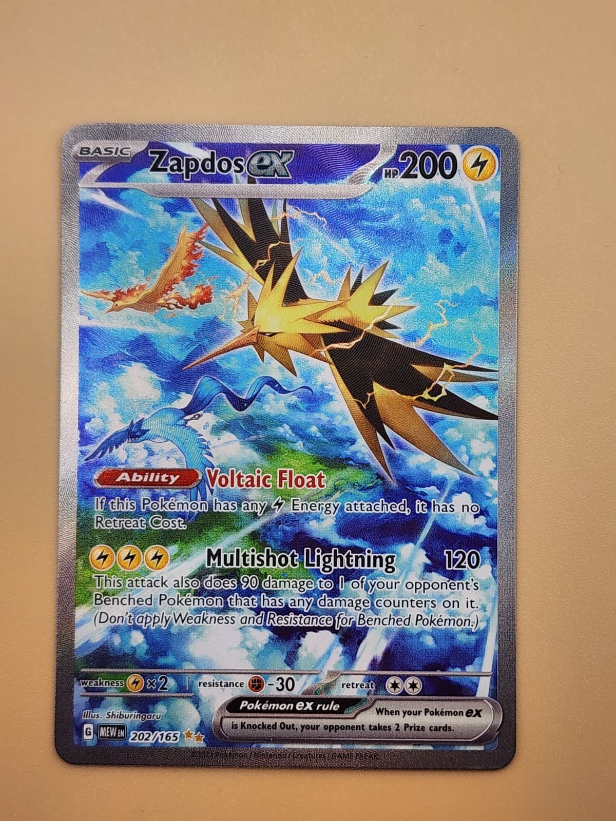 Zapdos ex 202/165 Sv: Scarlet & Violet 151 Holo Lightly Played LP