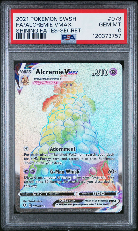 2021 Pokemon Shining Fates Alcremie VMAX Full Art Secret Rare #073 PSA 10