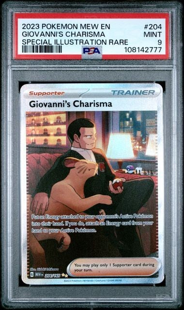 Giovanni's Charisma PSA 9 #204 Mew EN 151 Scarlet  & Violet