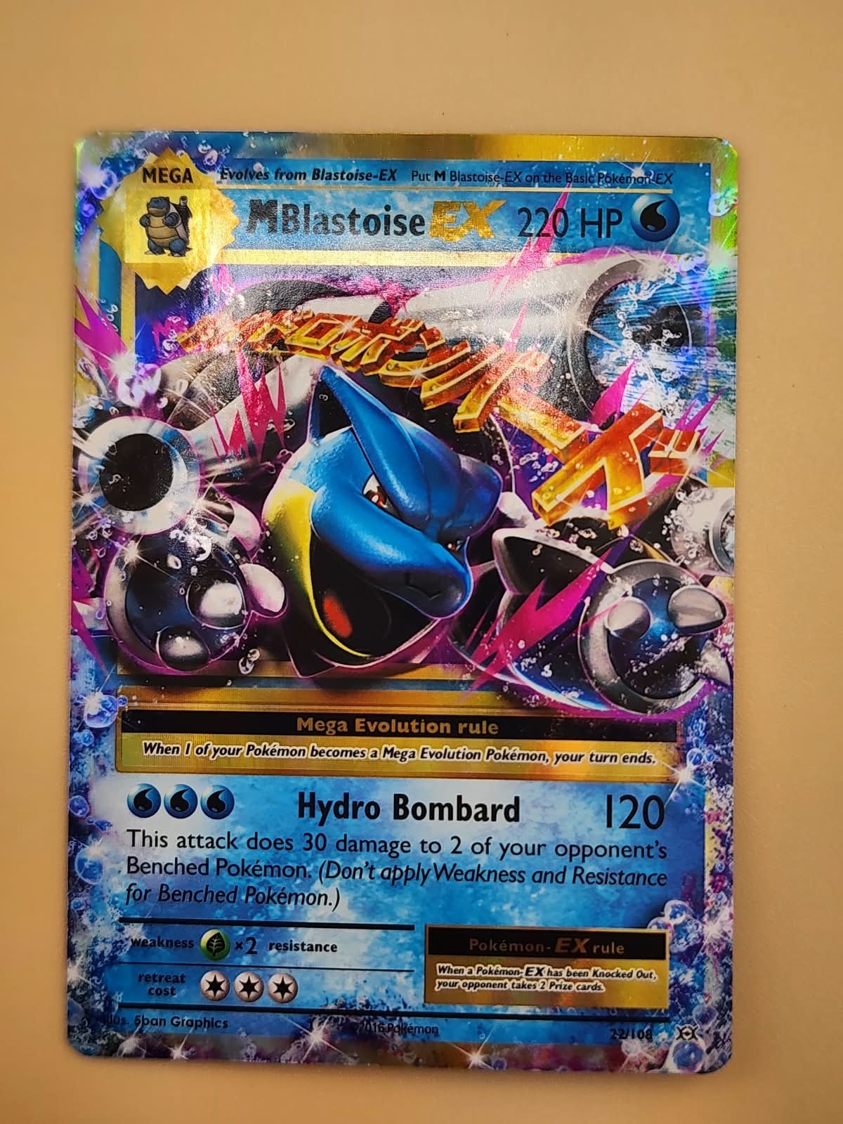 M Blastoise EX 22/108 Evolutions Holo Light Play LP