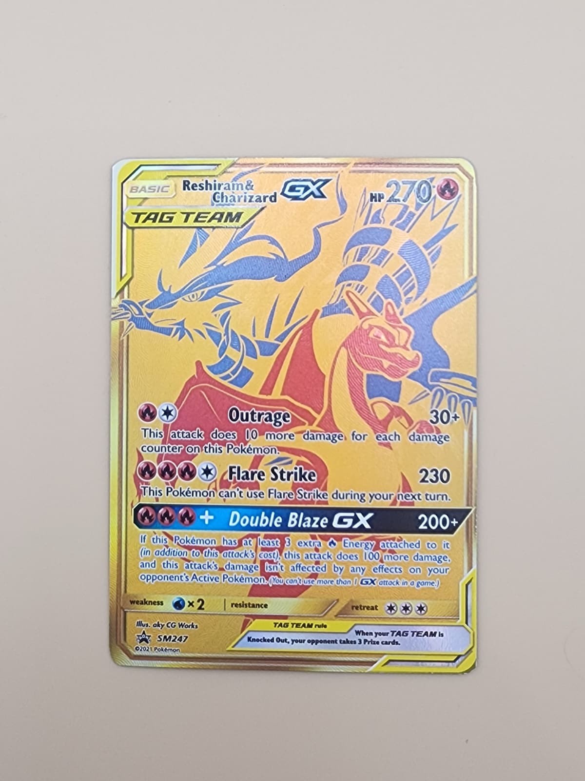 Reshiram & Charizard GX SM247 Sm Holo Lightly Played (LP)