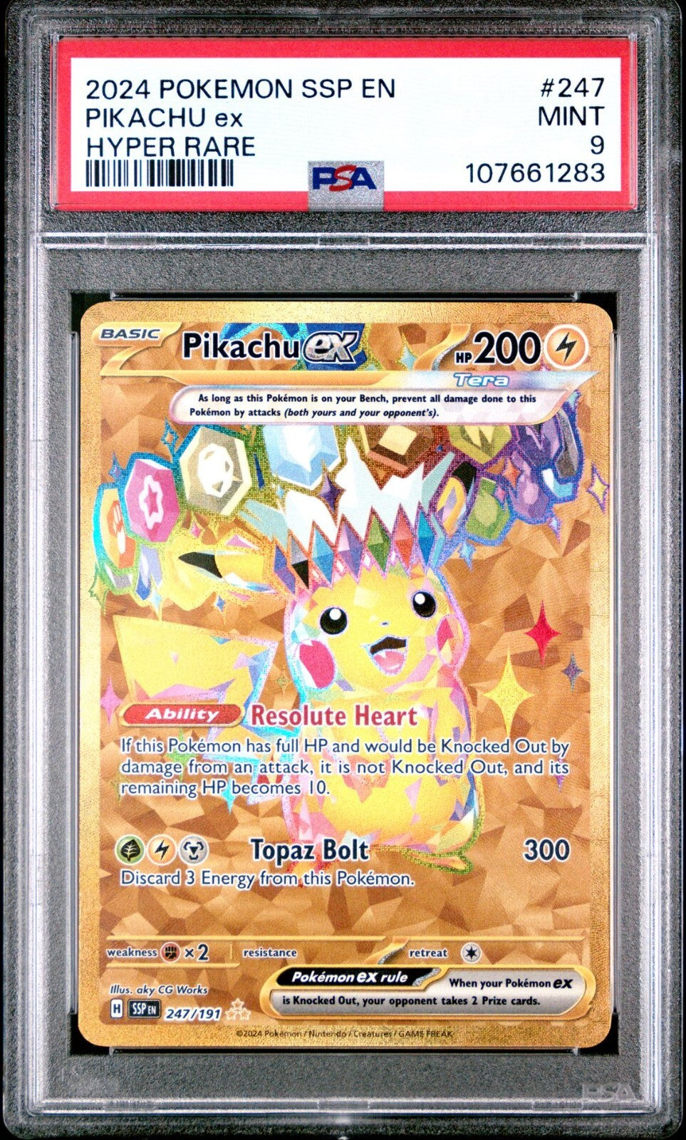 SURGING SPARKS 247 PIKACHU EX HYPER RARE PSA 9