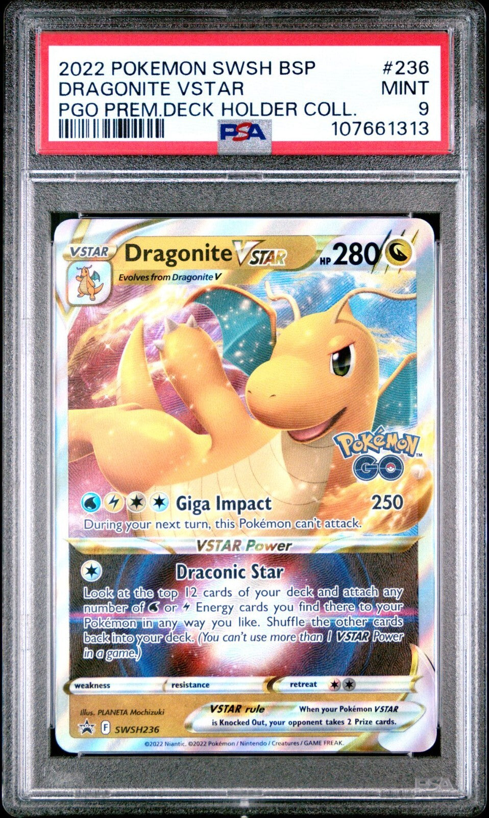 2022 POKEMON SWSH BLACK STAR PROMO 236 DRAGONITE VSTAR PSA 9