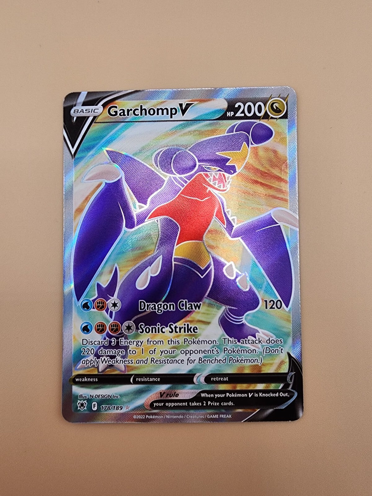 Garchomp V (Full Art) 178/189 Swsh10: Astral Radiance Holo Near Mint  (NM)