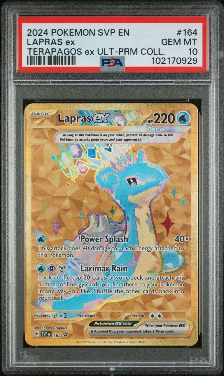 PSA 10 GEM MINT Lapras Ex SVP164 SVP 164 Gold FULL ART HOLO PROMO Pokemon Card