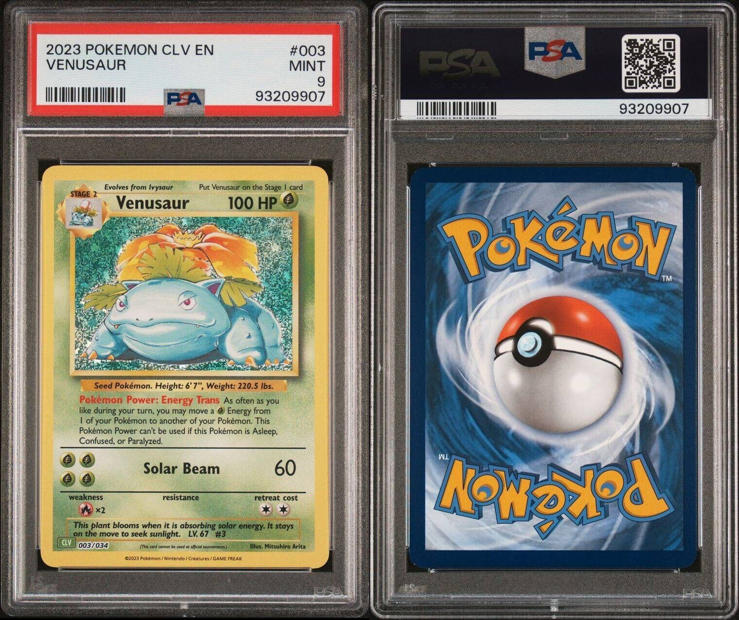 PSA 9 MINT Venusaur 003/034 CLV Classic Holo Pokemon Trading Card 2023