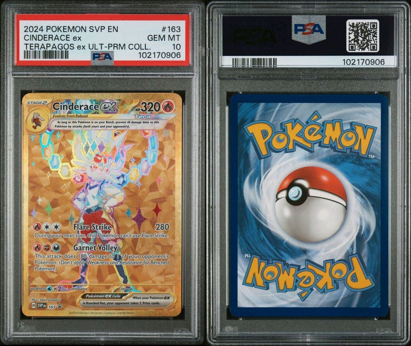 2024 POKEMON SVP EN-SV BLACK STAR PROMO #163 CINDERACE EX PSA 10