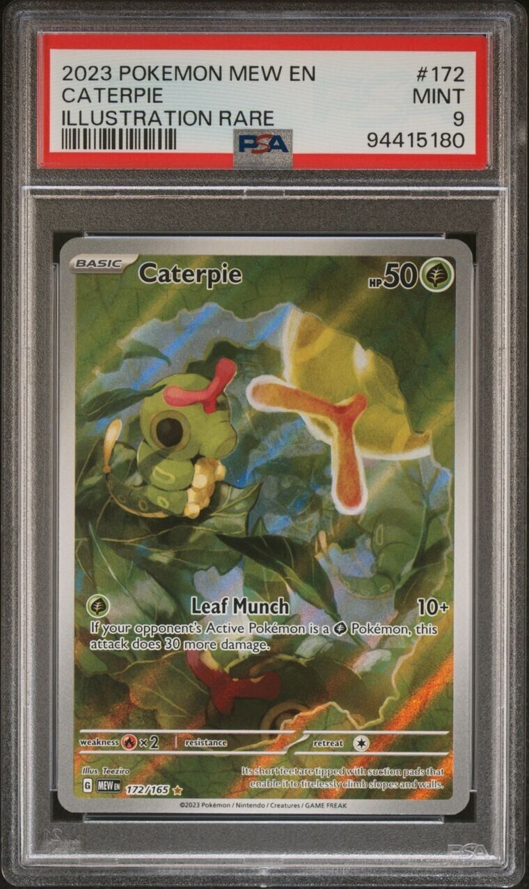 Pokemon Card - Caterpie 172/165 Pokemon 151 TCG Scarlet & Violet Full Art PSA 9