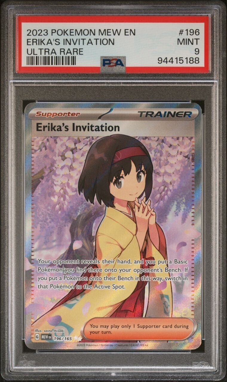 PSA 9 MINT Erika's Invitation Pokemon 151 Illustration Rare Full Art 196/165