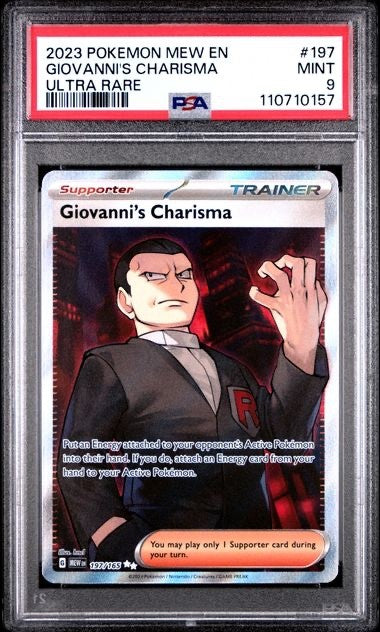 GIOVANNI'S CHARISMA PSA 9 MINT 2023 #197 ULTRA RARE MEW EN