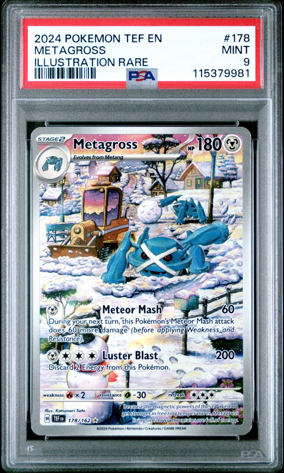 2024 Pokemon - Metagross #178/162 Illustration Rare Temporal Forces -  PSA 9