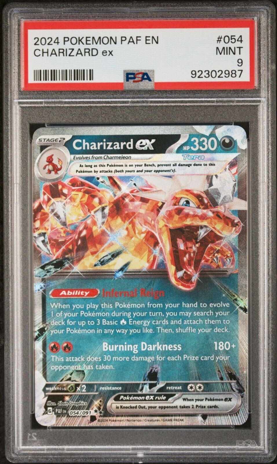 Pokemon TCG Charizard ex 054/091 Double Rare Paldean Fates  PSA P