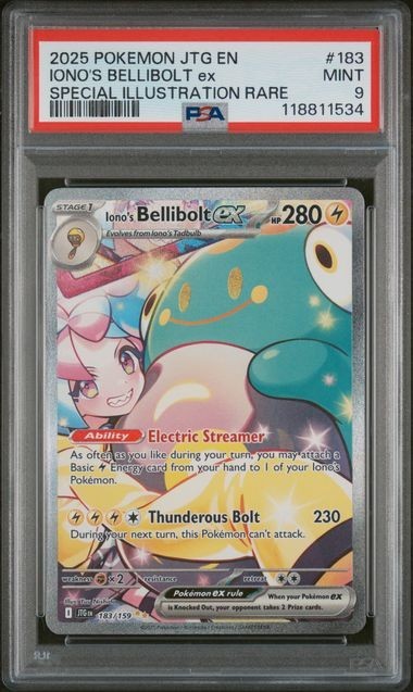 Iono's Bellibolt EX SIR #183 - PSA MINT 9 - 2025 Journey Together - Pokemon TCG