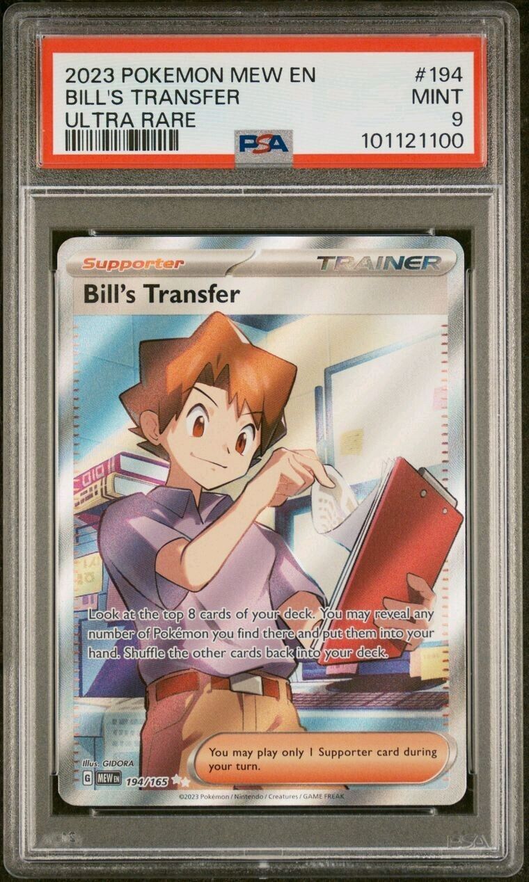 BILL'S TRANSFER ULTRA RARE 194 POKEMON MEW EN 151 2023 PSA 9 MINT