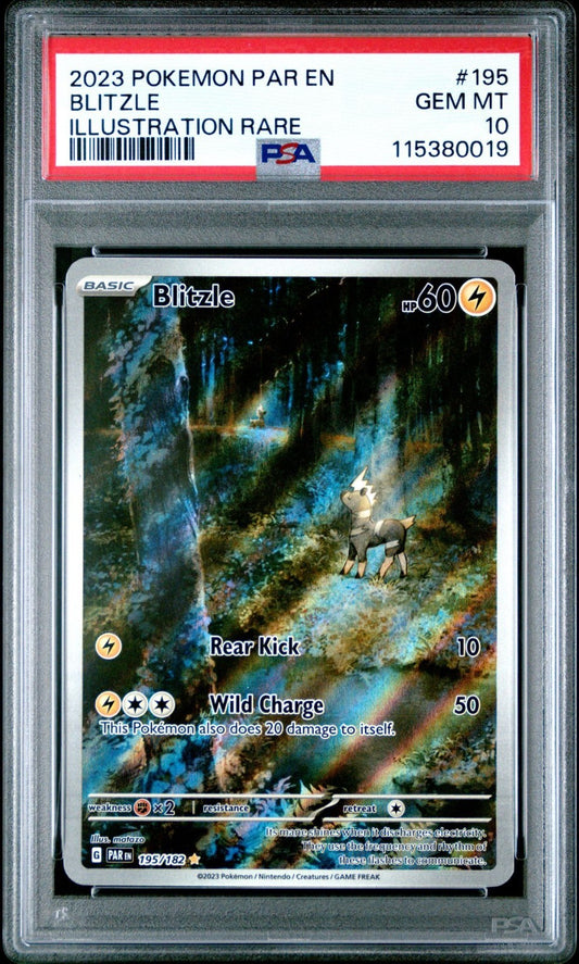 2023 POKEMON PAR EN-PARADOX RIFT 195 BLITZLE ILLUSTRATION RARE PSA 10