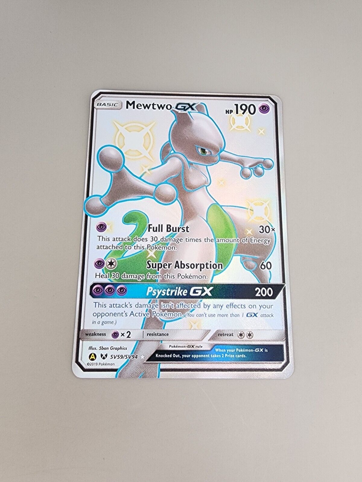 Pokémon TCG Mewtwo GX Hidden Fates SV59/SV94 Holo Full Art Ultra Rare