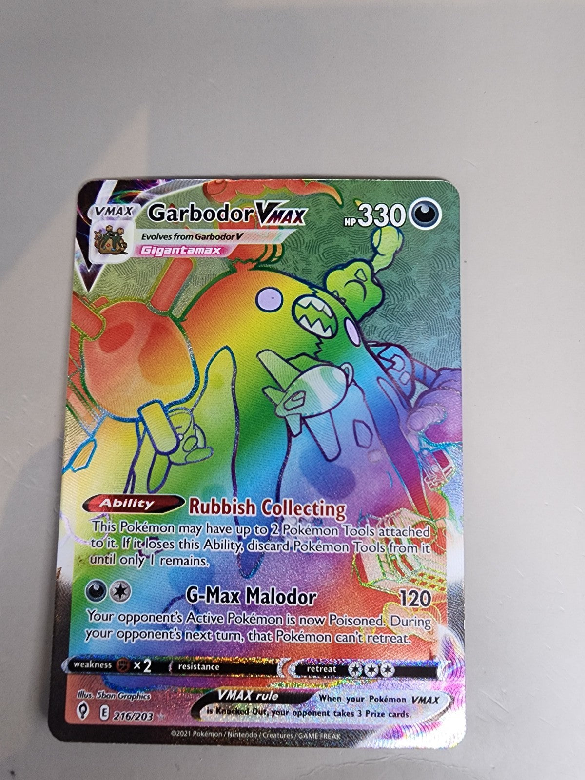 Garbodor VMAX (Secret) 216/203 Swsh07: Evolving Skies Holo Mp