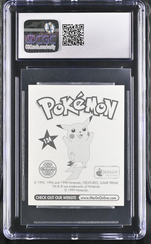 CGC 8 JYNX STICKER #124 POKEMON SERIES 1 COLLECTION MERLIN 1998