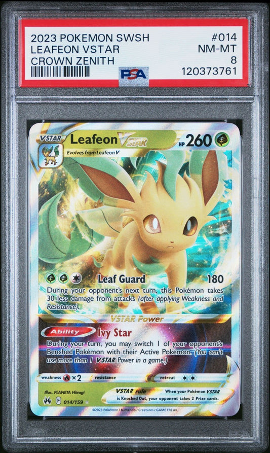 2023 POKEMON SWORD AND SHIELD CROWN ZENITH 014 LEAFEON VSTAR PSA 8