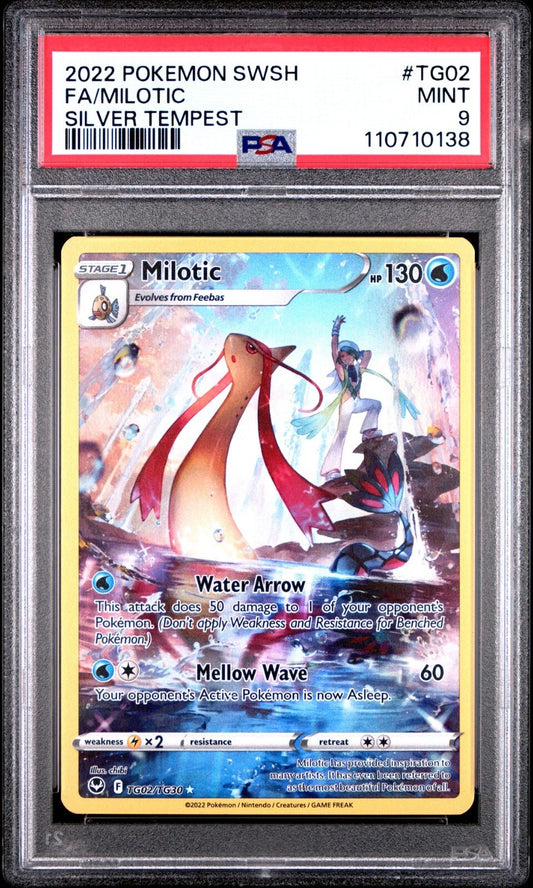 2022 POKEMON SWORD & SHIELD SILVER TEMPEST TG02 FULL ART/MILOTIC PSA 9