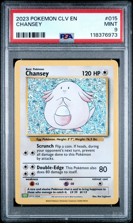 2023 POKEMON Chansey 015/034 Trading Card Game Classic Holo PSA 9