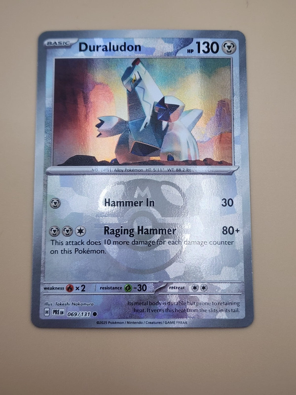 Duraludon (Master Ball Pattern) 069/131 Prismatic Evolutions Holo NM (Near Mint)