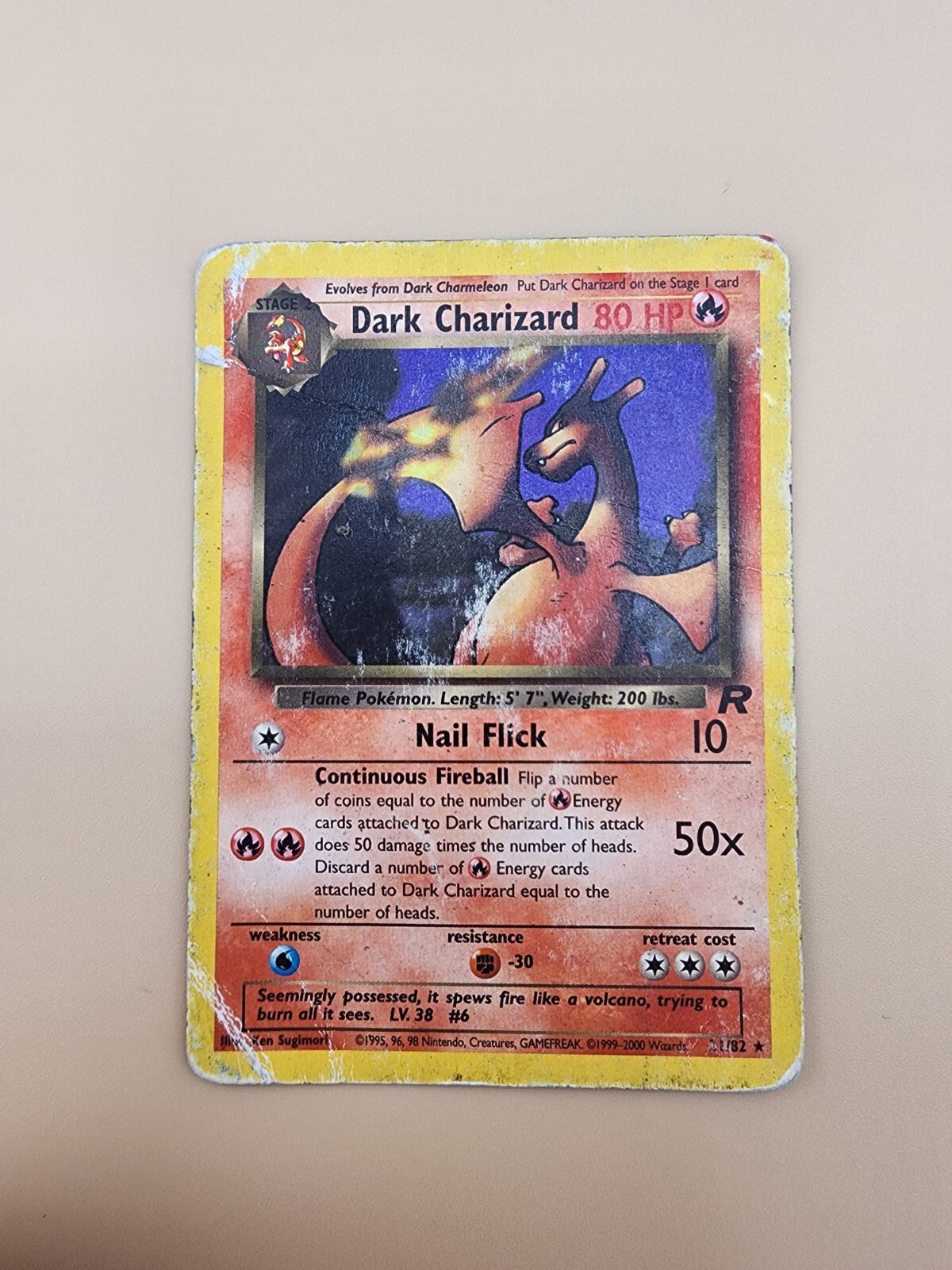 Dark Charizard 21/82 Team Rocket Regular (Damage) Heavily Played (HP)