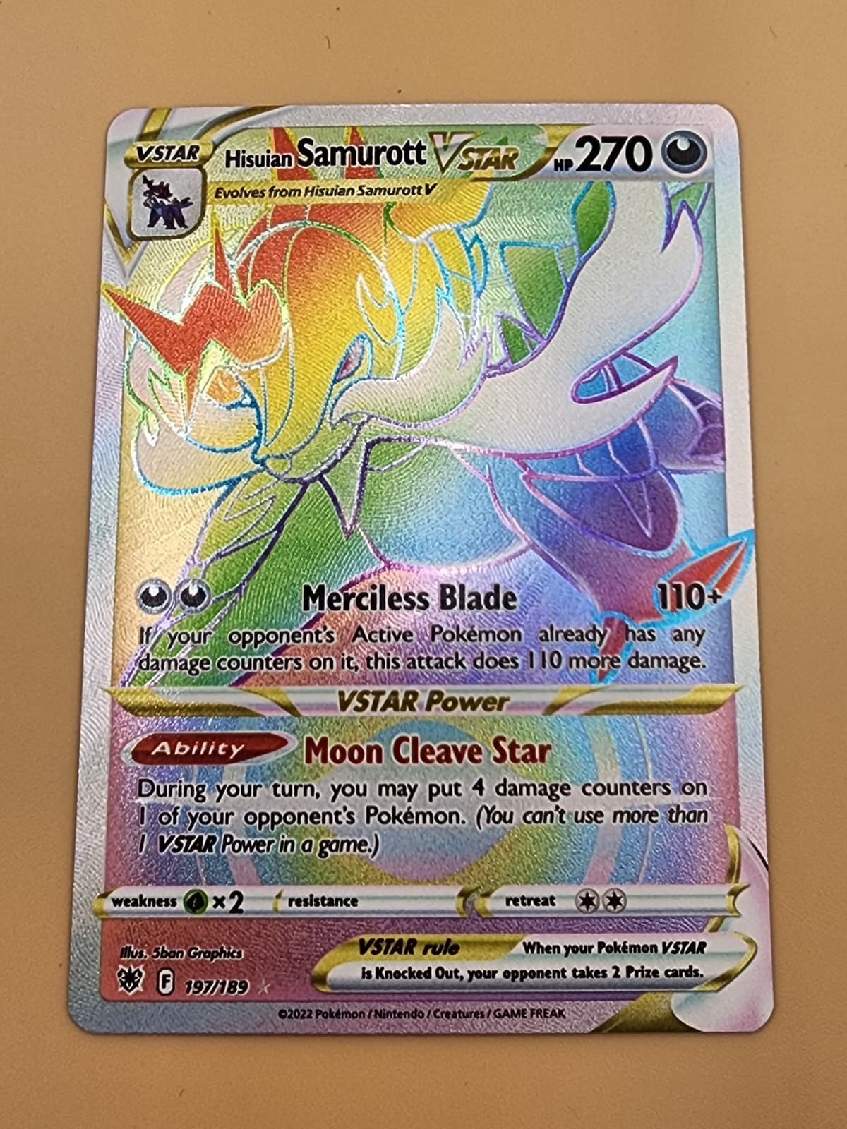 Hisuian Samurott VSTAR (Secret) 197/189 Swsh10: Near Mint (NM)