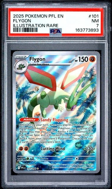 2025 POKEMON PFL EN-PHANTASMAL FLAMES ILLUSTRATION RARE #101 FLYGON PSA 7