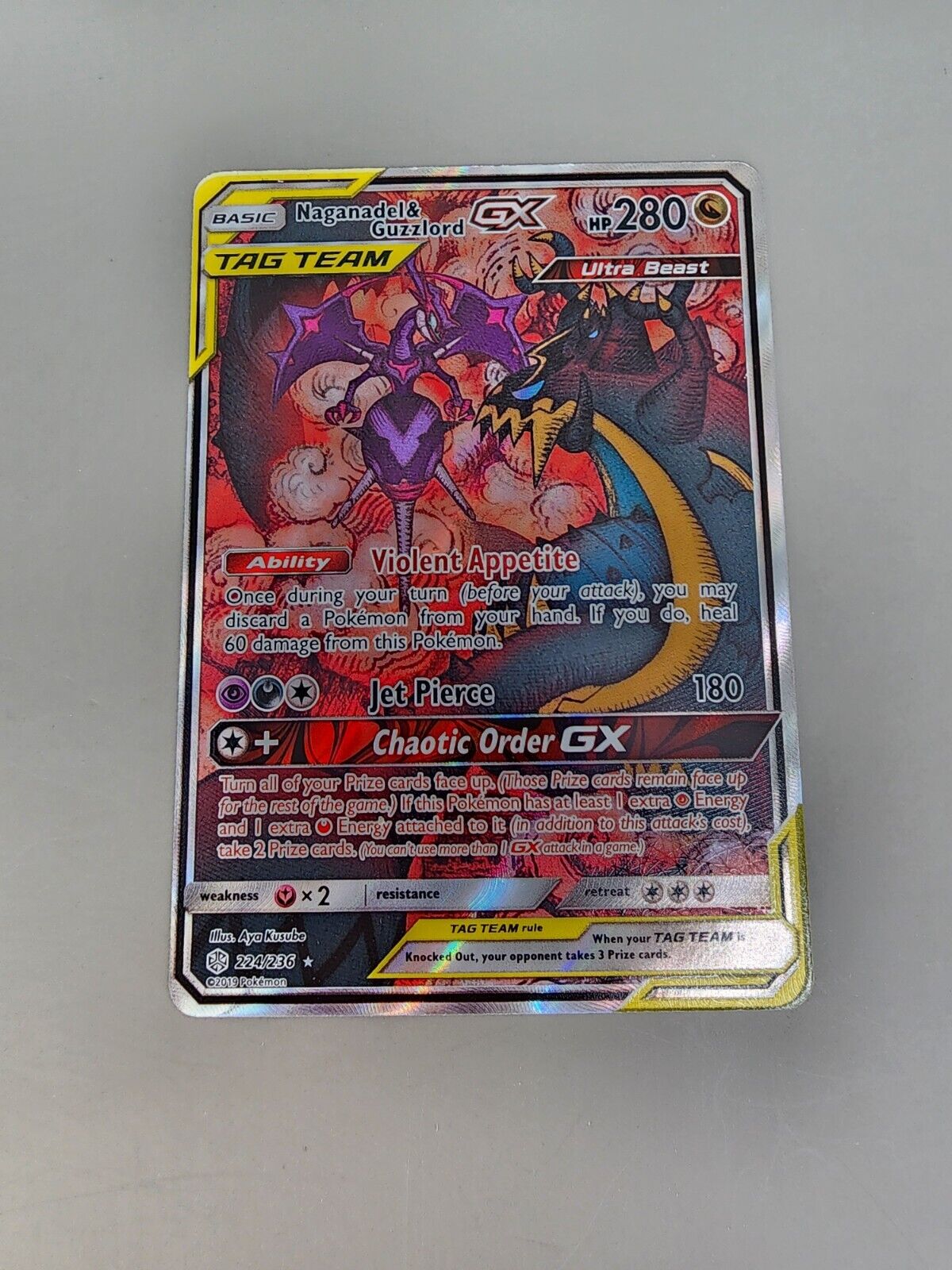 Pokémon TCG Naganadel & Guzzlord Tag Team GX Cosmic Eclipse 224/236 Holo Full LP