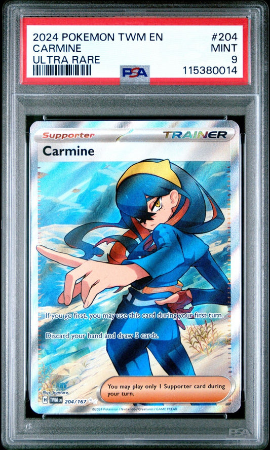 2024 POKEMON TWM EN-TWILIGHT MASQUERADE 204 CARMINE ULTRA RARE PSA 9