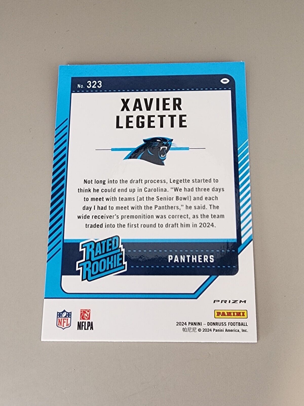 Xavier Legette Red Pandora Optic Prizm Rated Rookie RC 2024 Donruss Card #323