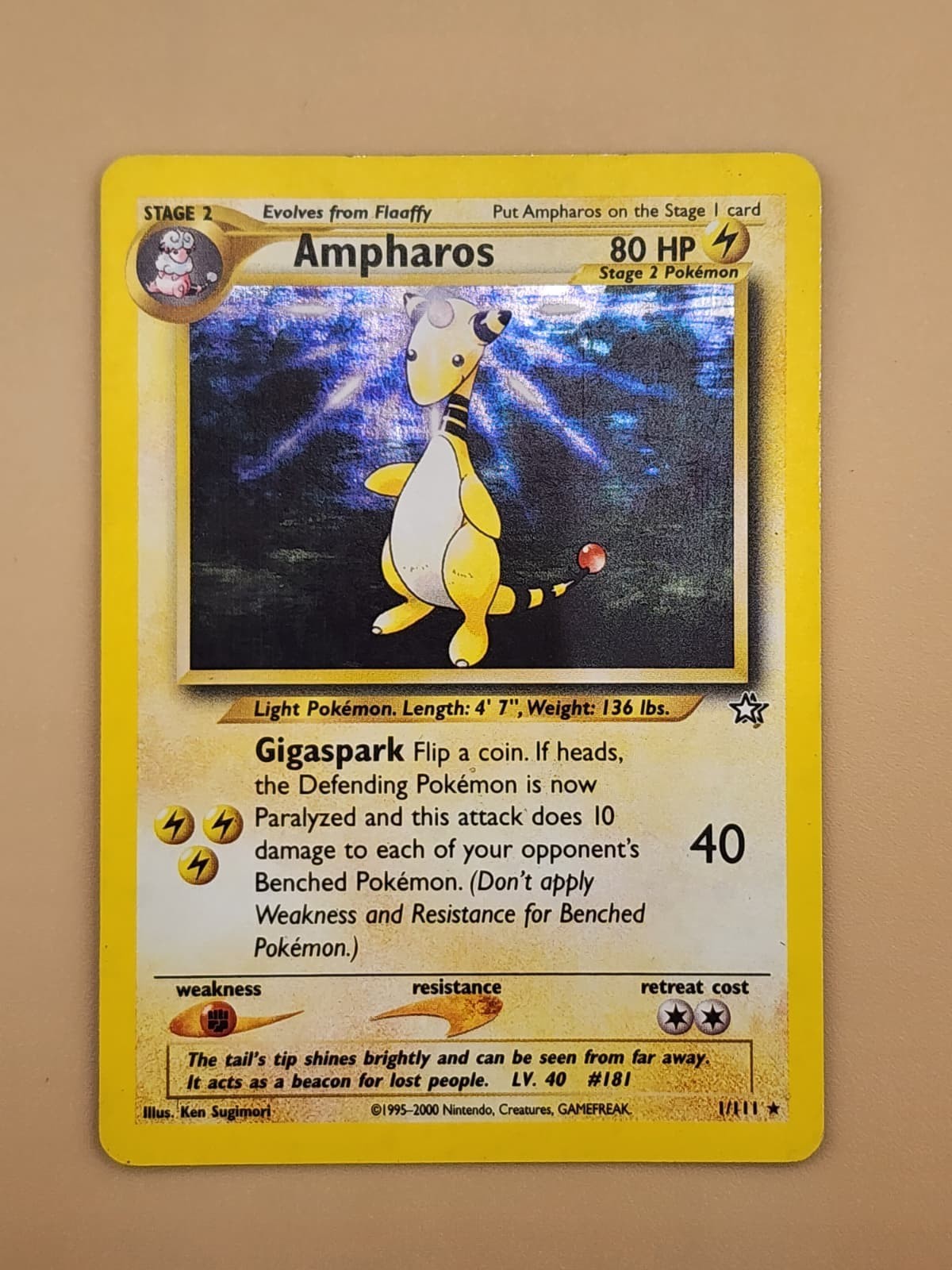 Ampharos 1/111 Neo Genesis Holo Near Mint NM