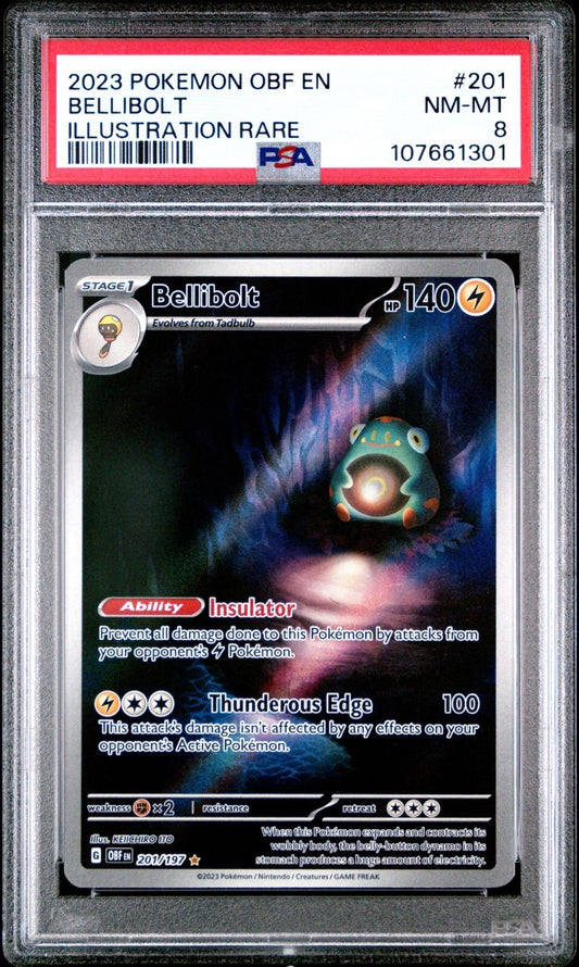 2023 POKEMON OBF EN-OBSIDIAN FLAMES 201 BELLIBOLT PSA 8