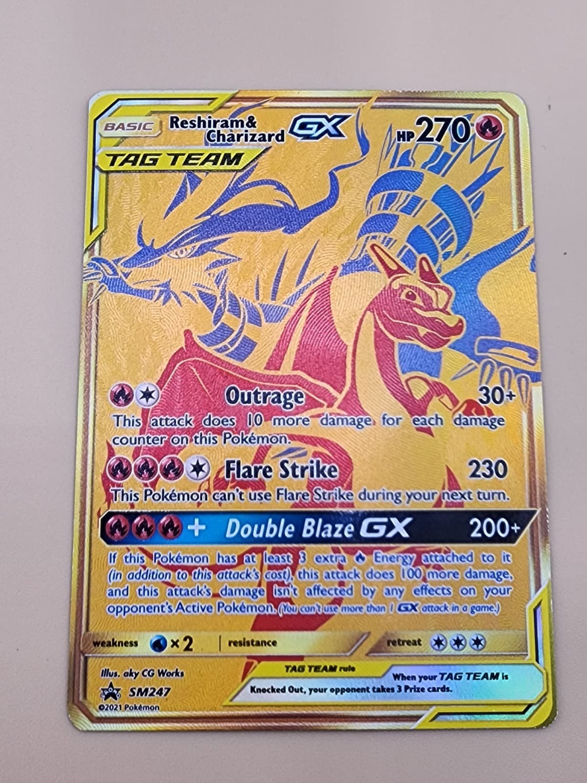 Reshiram & Charizard GX SM247 Sm Holo Lightly Played (LP)