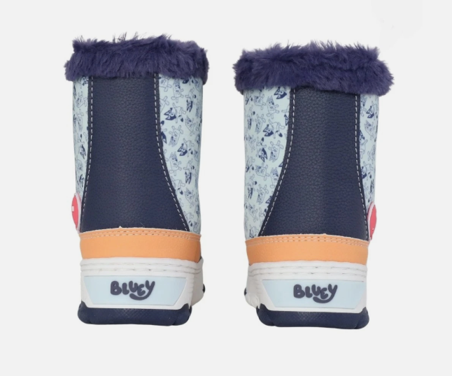 Disney Bluey & Bingo Toddler Snow Boots Size 11 Blue Winter Faux Fur Kids Shoes