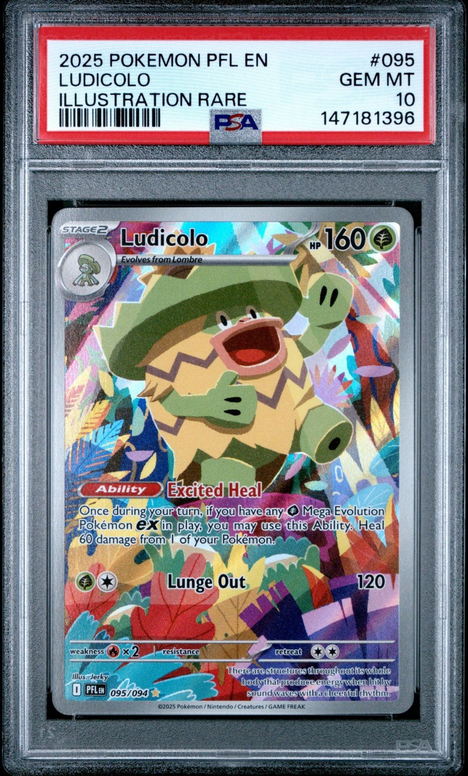 Ludicolo 095/094 Me02: Phantasmal Flames Holo PSA 10