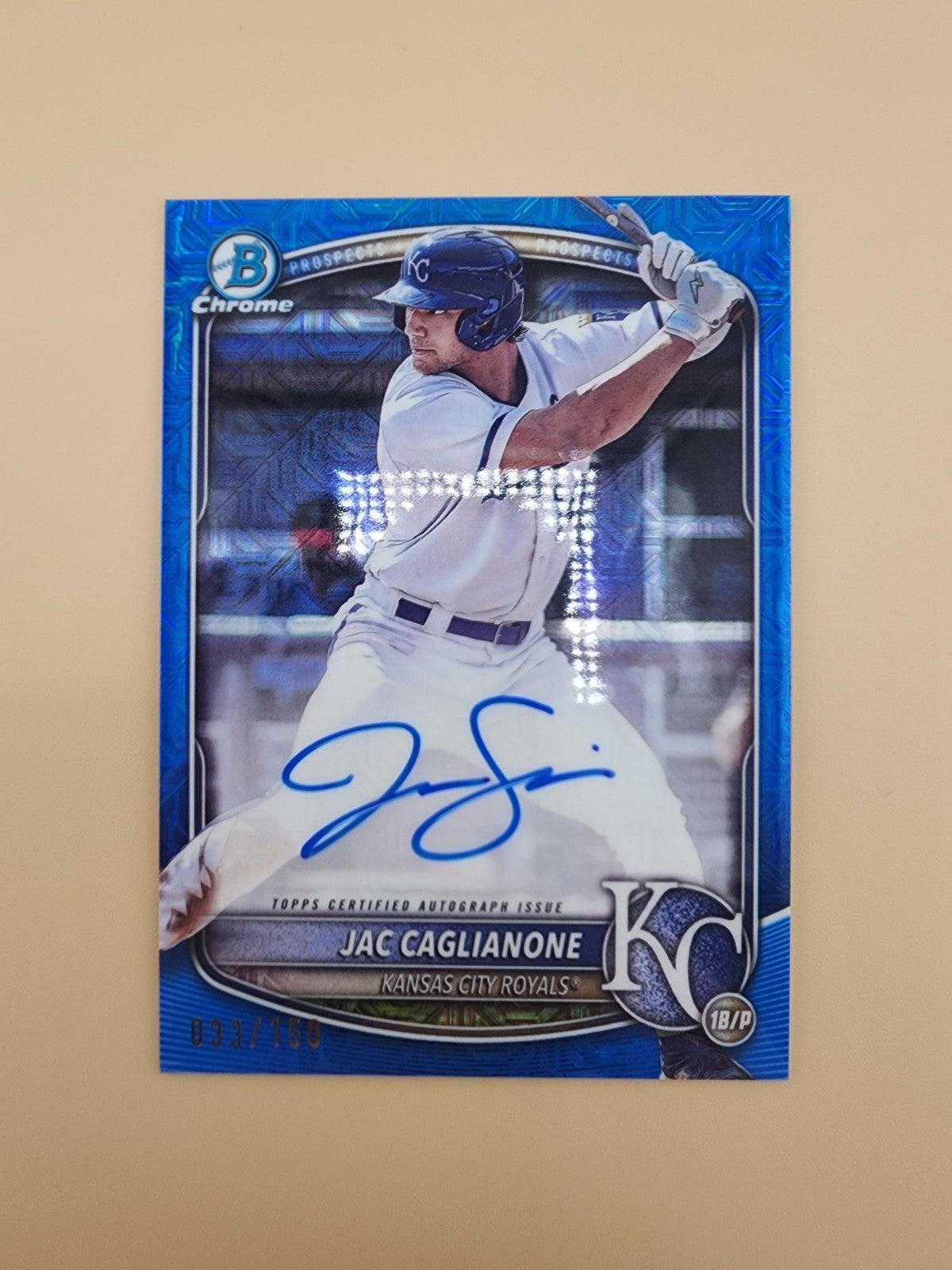 2025 Bowman Chrome Mega Box Jac Caglianone #BMA-JC Auto Blue /199 Royals